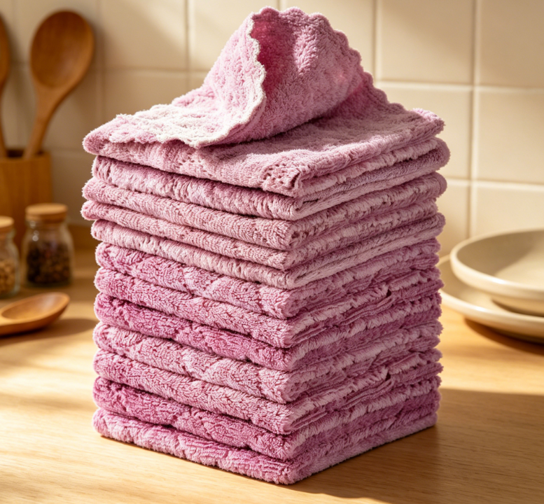 Double-sided highly absorbent kitchen cloth