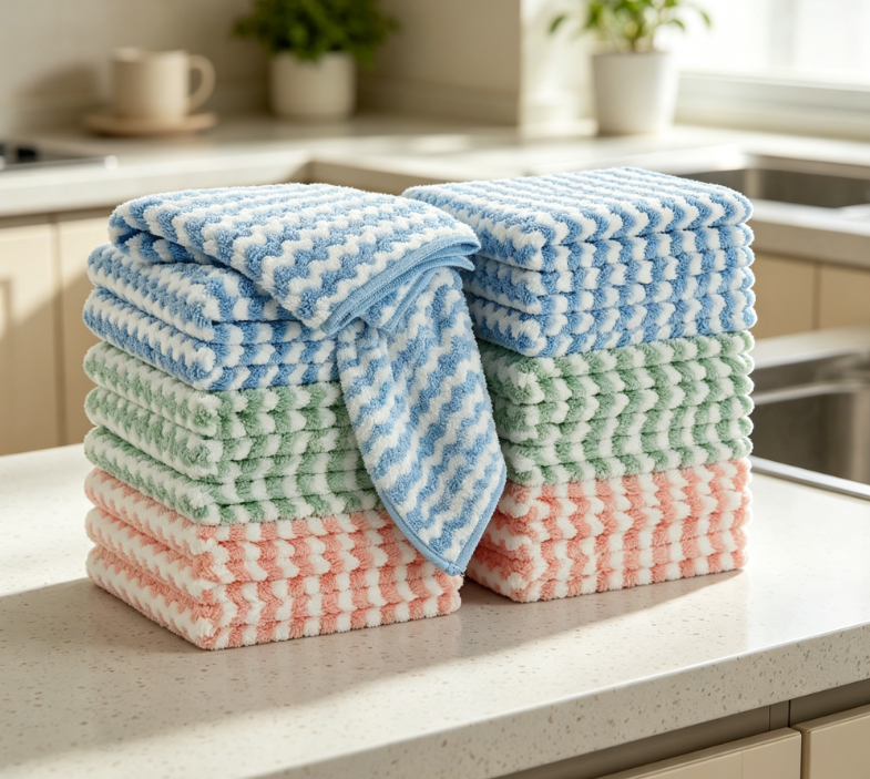 Microfiber stain-removing kitchen cloth